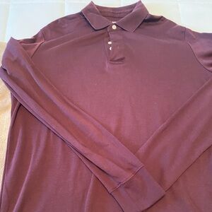 Lands' End Maroon and Teal Traditional Fit Polo